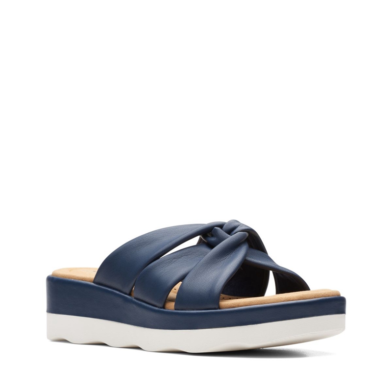 Navy Clarks Clara Charm Women's Sandals | 83167-WLKV