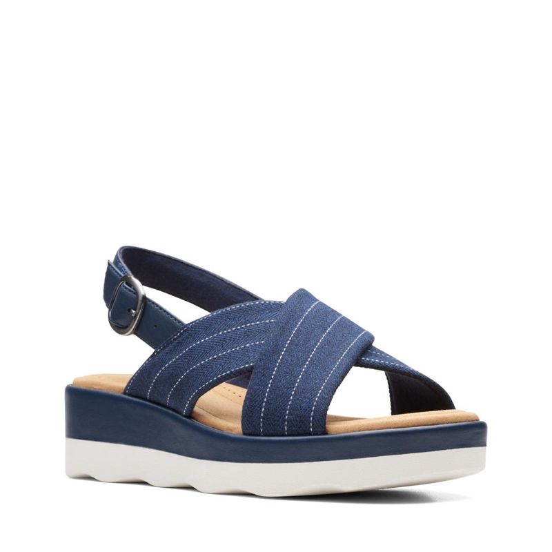 Navy Clarks Clara Cove Women's Sandals | 41609-DQYJ