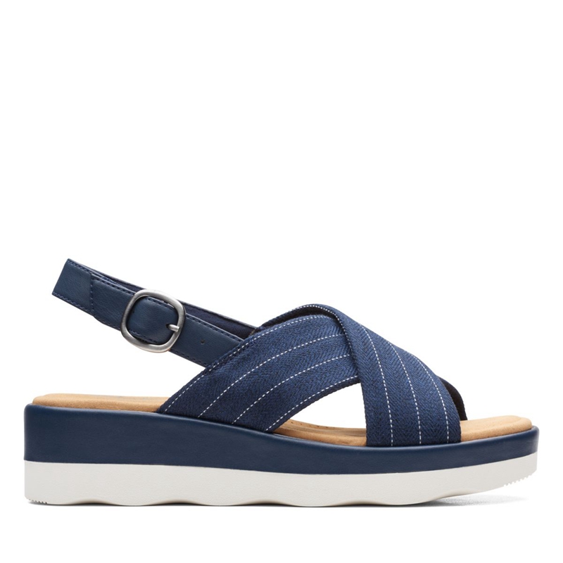 Navy Clarks Clara Cove Women\'s Sandals | 41609-DQYJ