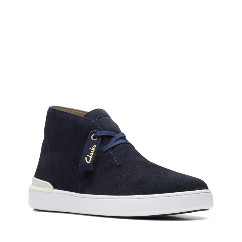 Navy Clarks Court Lite Suede Men's Desert Boots | 32974-BNYX