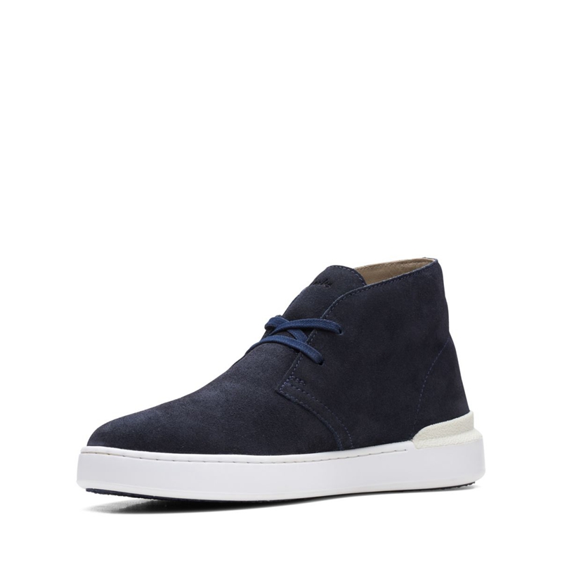 Navy Clarks Court Lite Suede Men's Desert Boots | 32974-BNYX