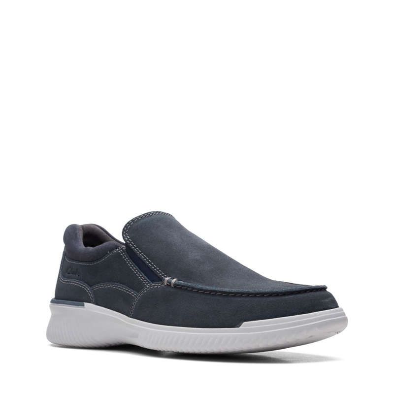 Navy Clarks Donaway Free Waxy Men's Slip Ons | 69318-JZAW