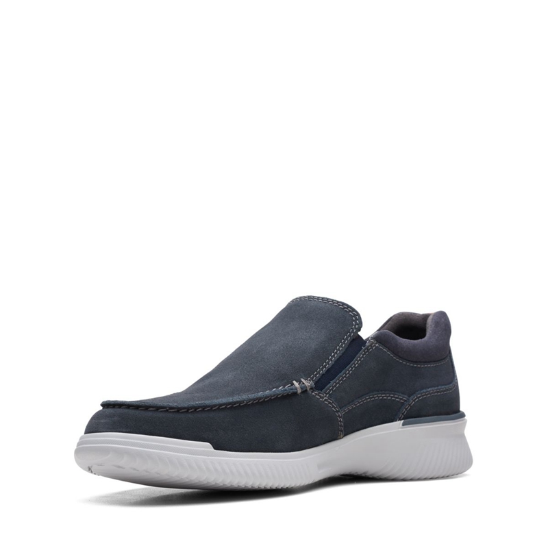 Navy Clarks Donaway Free Waxy Men's Slip Ons | 69318-JZAW