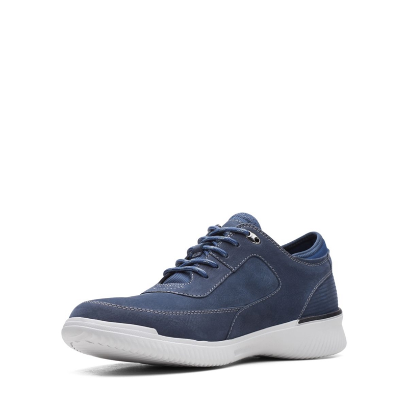 Navy Clarks Donaway Lace Nubuck Men's Sneakers | 12094-DSAI