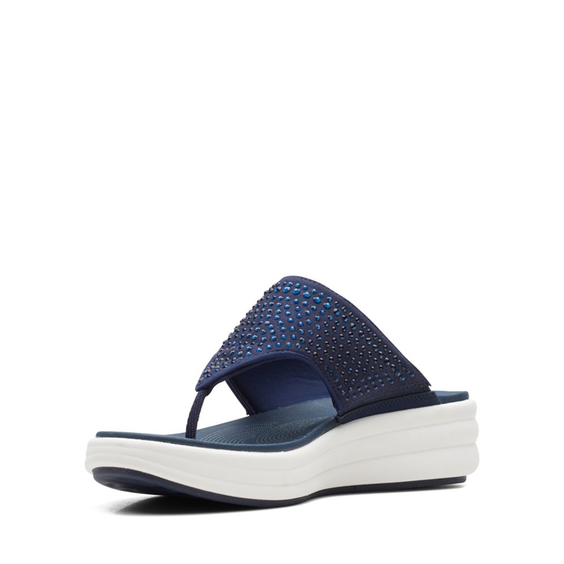 Navy Clarks Drift Jaunt Women's Sandals | 91746-DVWO