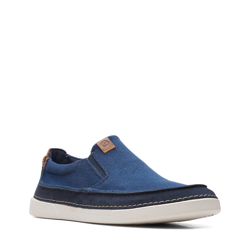 Navy Clarks Gereld Step Combi Men's Slip Ons | 65240-YXBD