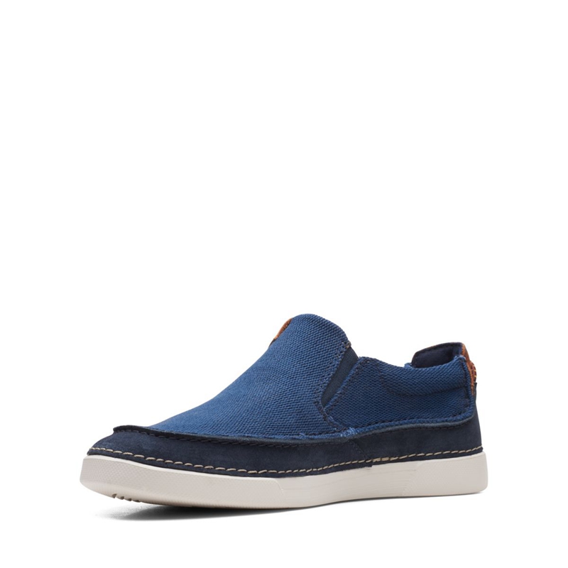 Navy Clarks Gereld Step Combi Men's Slip Ons | 65240-YXBD