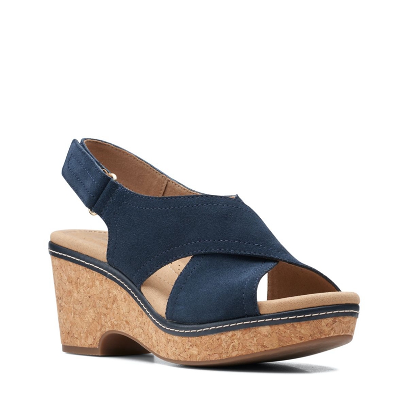 Navy Clarks Giselle Cove Women's Sandals | 82795-POUC