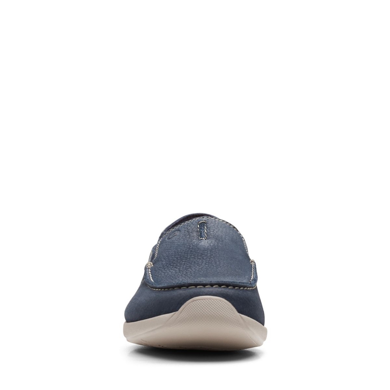 Navy Clarks Gorwin Step Nubuck Men's Slip Ons | 93786-FZAW