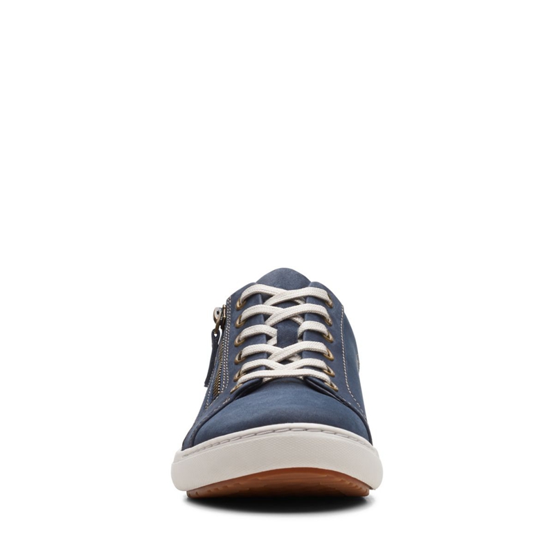 Navy Clarks Nalle Lace Nubuck Women's Sneakers | 53710-ILMZ