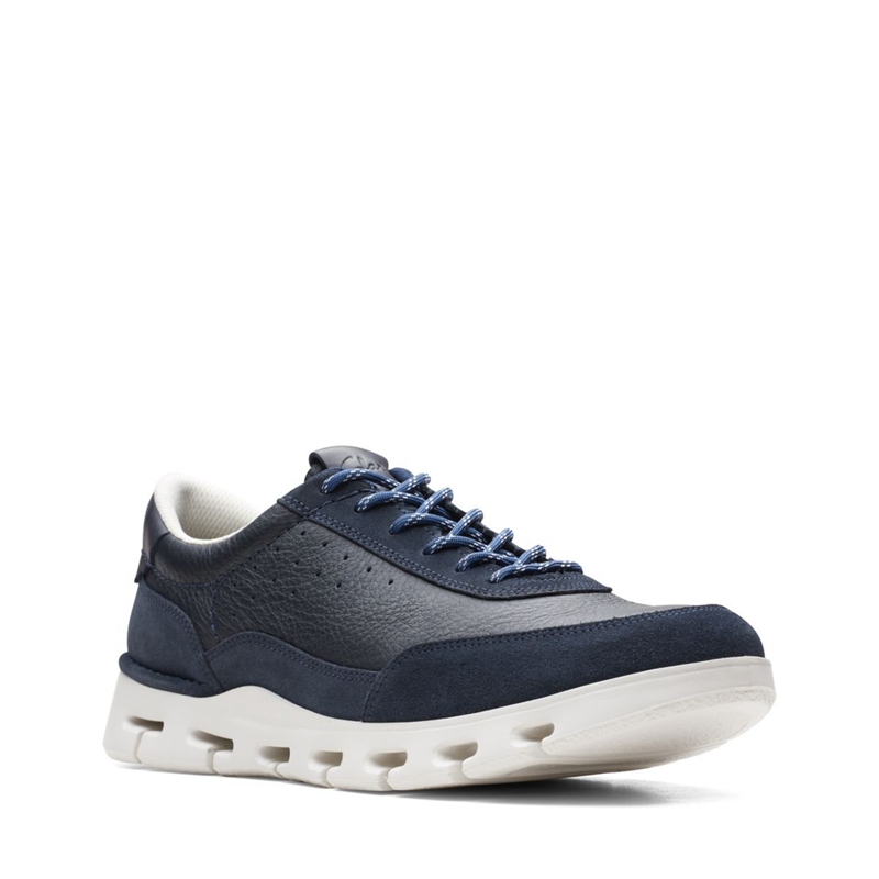 Navy Clarks Nature X One Combi Men's Sneakers | 08792-YCVI