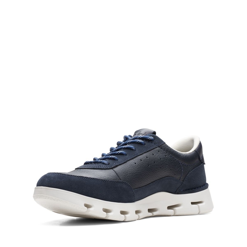 Navy Clarks Nature X One Combi Men's Sneakers | 08792-YCVI