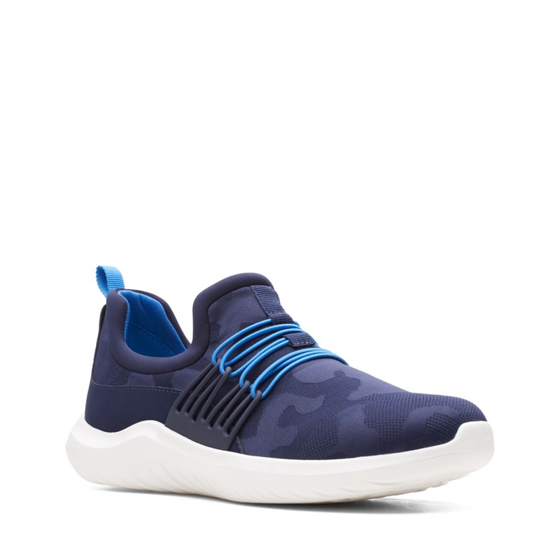 Navy Clarks Nova Ave Textile Women's Sneakers | 69730-NXVO