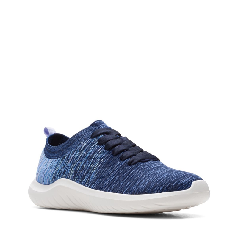 Navy Clarks Nova Glint Dark Combi Women's Sneakers | 12896-SEZH