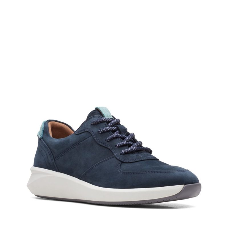 Navy Clarks Un Rio Sprint Nubuck Women's Sneakers | 50247-KESP