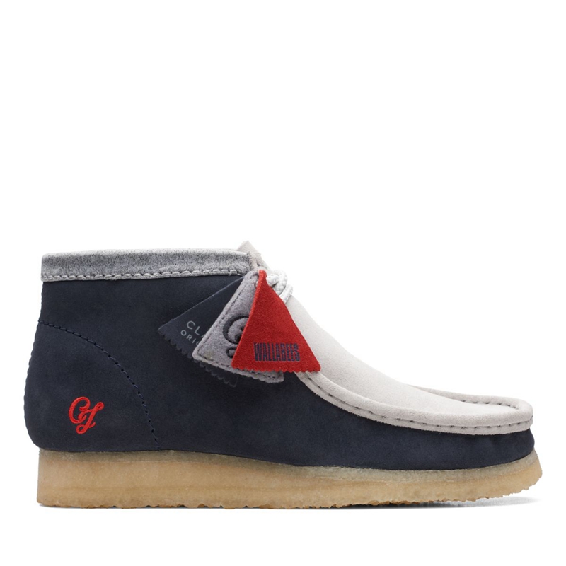 Navy / Grey Clarks VCY Men\'s Desert Boots | 61078-YUIE