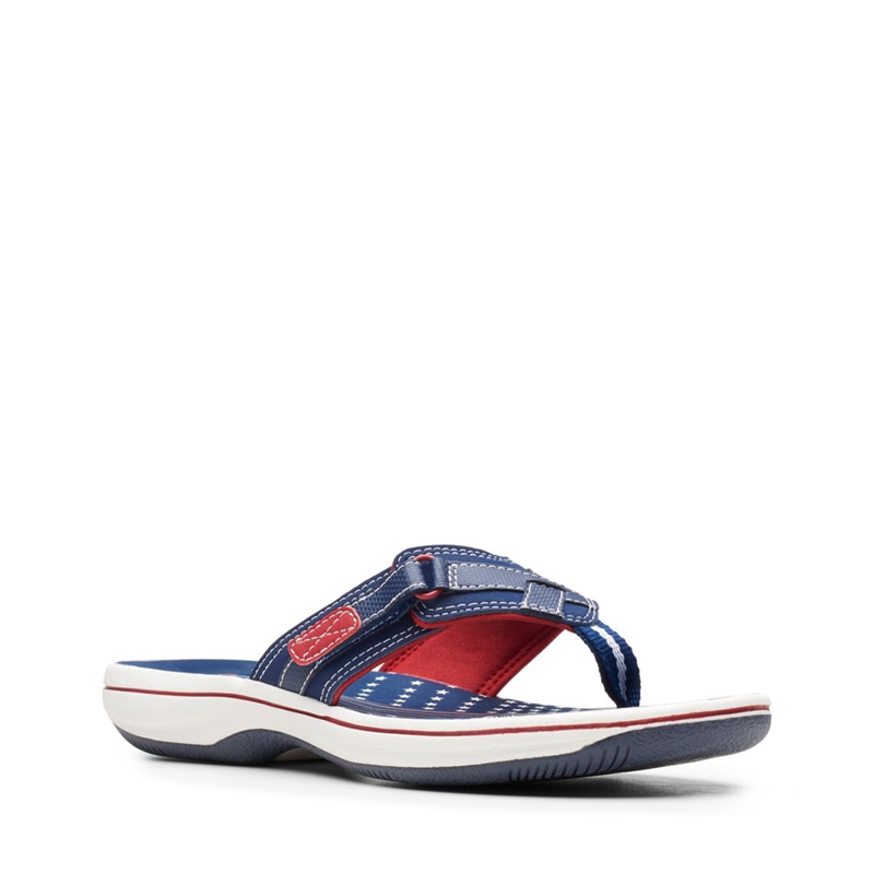 Navy / Red Clarks BREEZE SEA Women's Flip Flops | 86147-CSIF