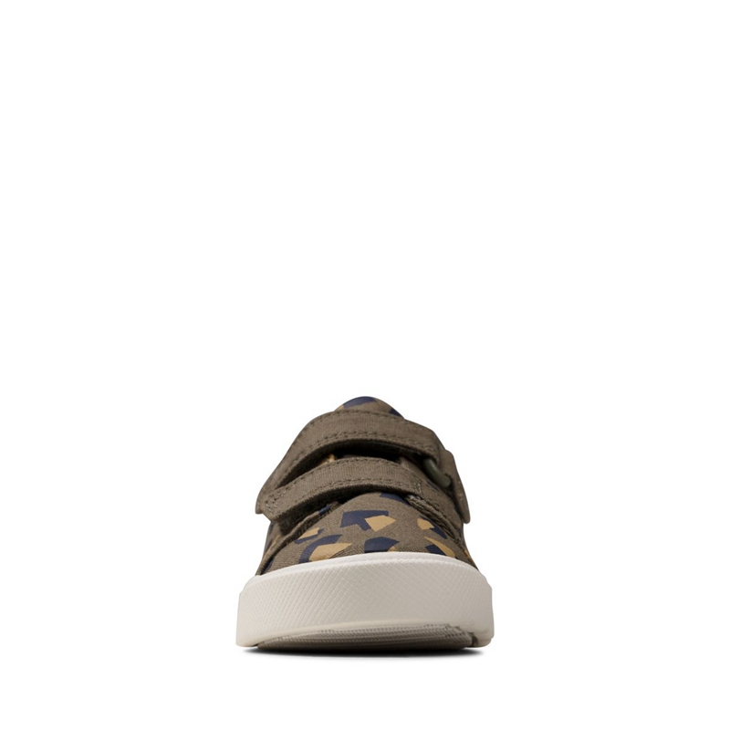 Olive Camo Clarks City Bright Toddler Kids' Slip Ons | 16204-LQGF