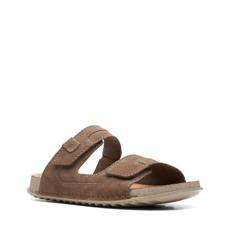 Olive Clarks Crestview Easy Suede Men's Sandals | 28743-RMSJ