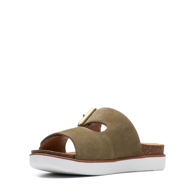 Olive Clarks Elayne Ease Suede Women's Sandals | 71602-ODXG