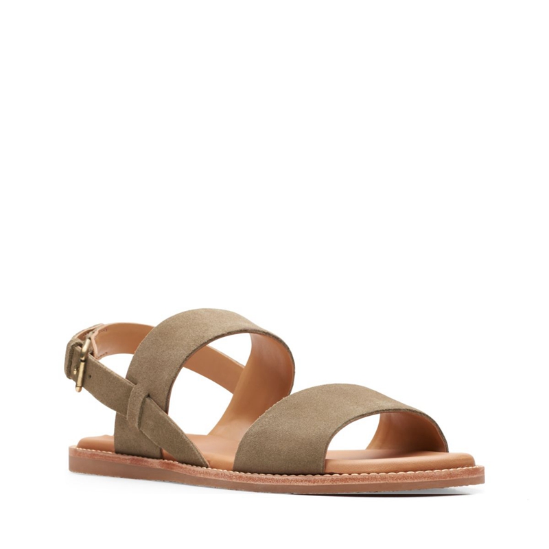 Olive Clarks Karsea Strap Suede Women's Sandals | 83794-PLTV