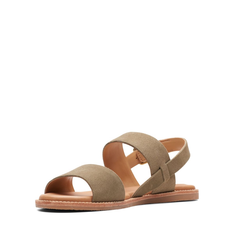 Olive Clarks Karsea Strap Suede Women's Sandals | 83794-PLTV