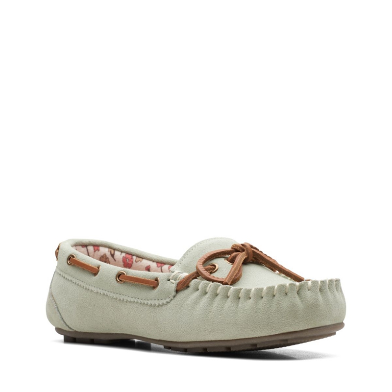 Olive Clarks Romsy Mae Sage Women's Flat Shoes | 50348-XGQB