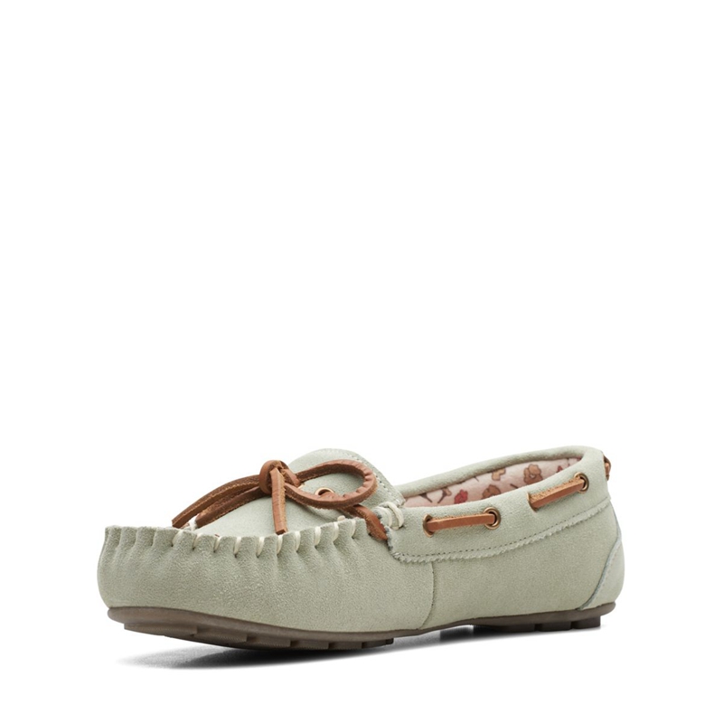 Olive Clarks Romsy Mae Sage Women's Flat Shoes | 50348-XGQB