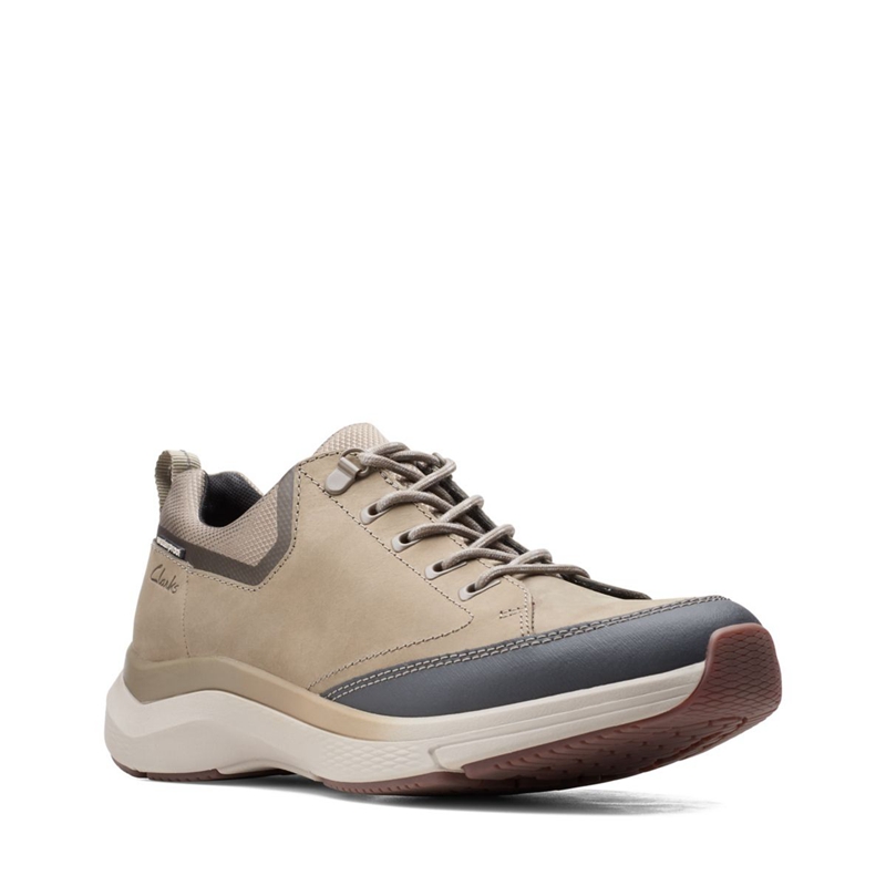 Olive Clarks Wave 2.0 Vibe Sage Nubuck Men's Sneakers | 91568-QVMJ