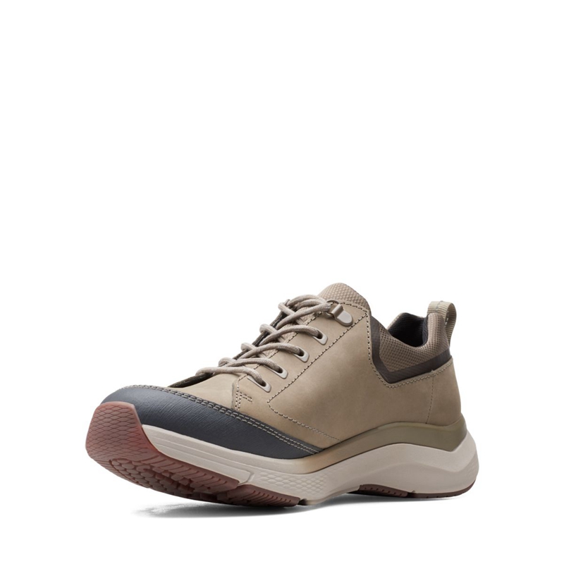 Olive Clarks Wave 2.0 Vibe Sage Nubuck Men's Sneakers | 91568-QVMJ