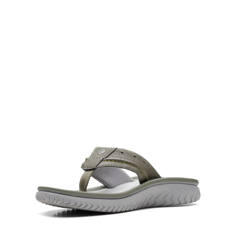 Olive Clarks Wesley Post Men's Flip Flops | 43527-GIYU