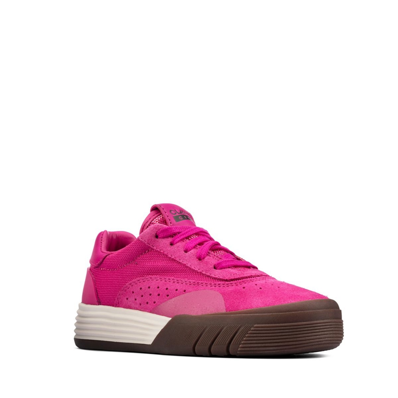 Pink Clarks Cica Suede Kids' Sneakers | 37420-WFNG