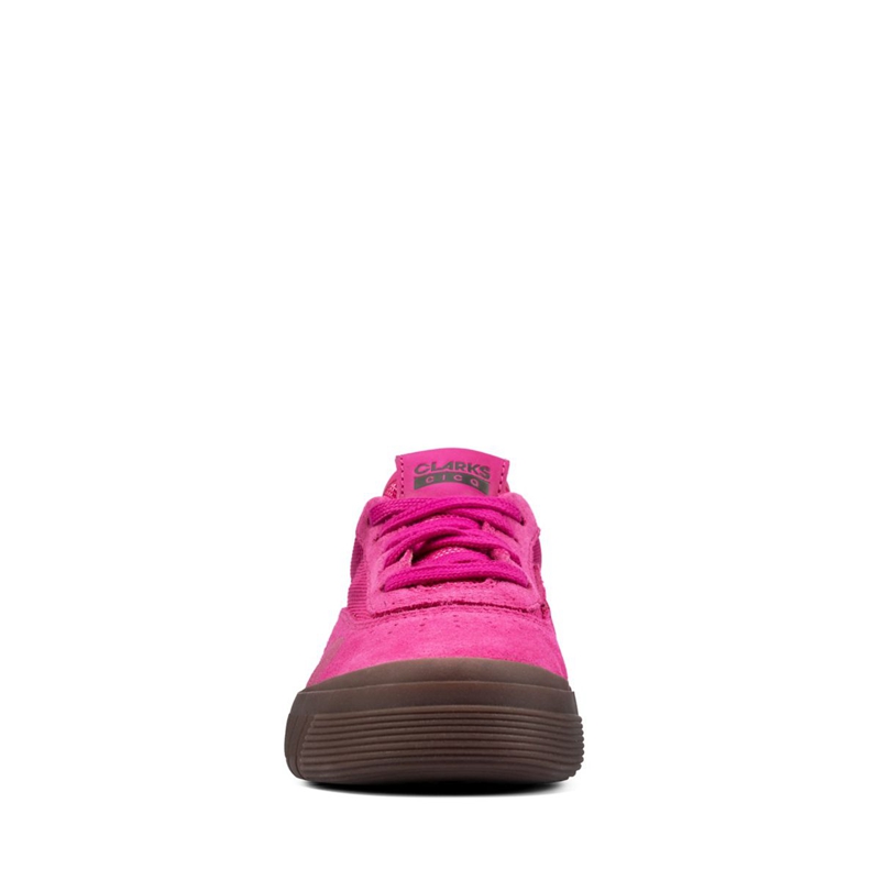 Pink Clarks Cica Suede Kids' Sneakers | 37420-WFNG