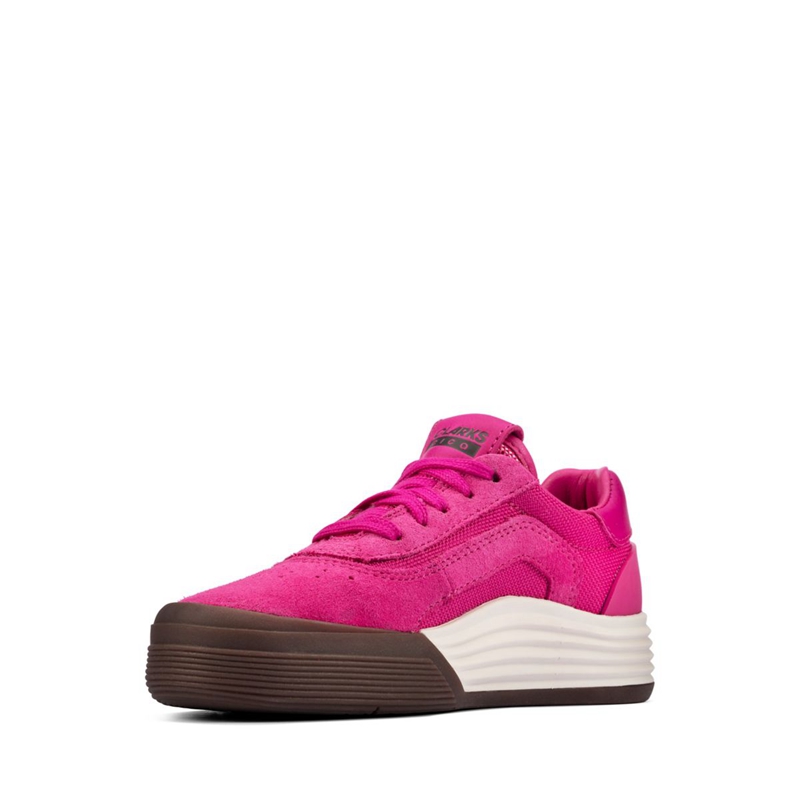 Pink Clarks Cica Suede Kids' Sneakers | 37420-WFNG