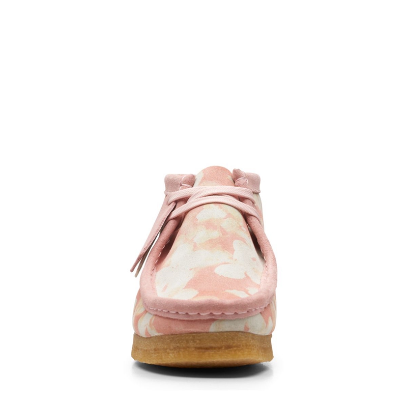 Pink Clarks Floral Women's Desert Boots | 02396-OYWI