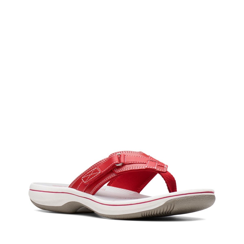 Red Clarks BREEZE SEA Synthetic Women's Flip Flops | 04317-NBOF