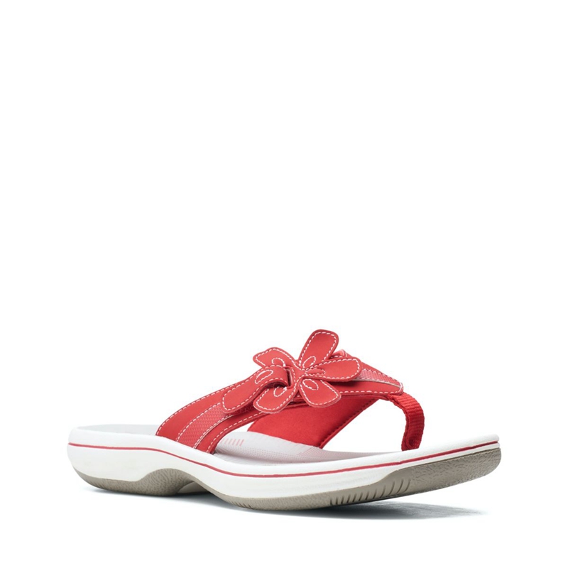 Red Clarks Brinkley Flora Women's Flip Flops | 72938-WCZK