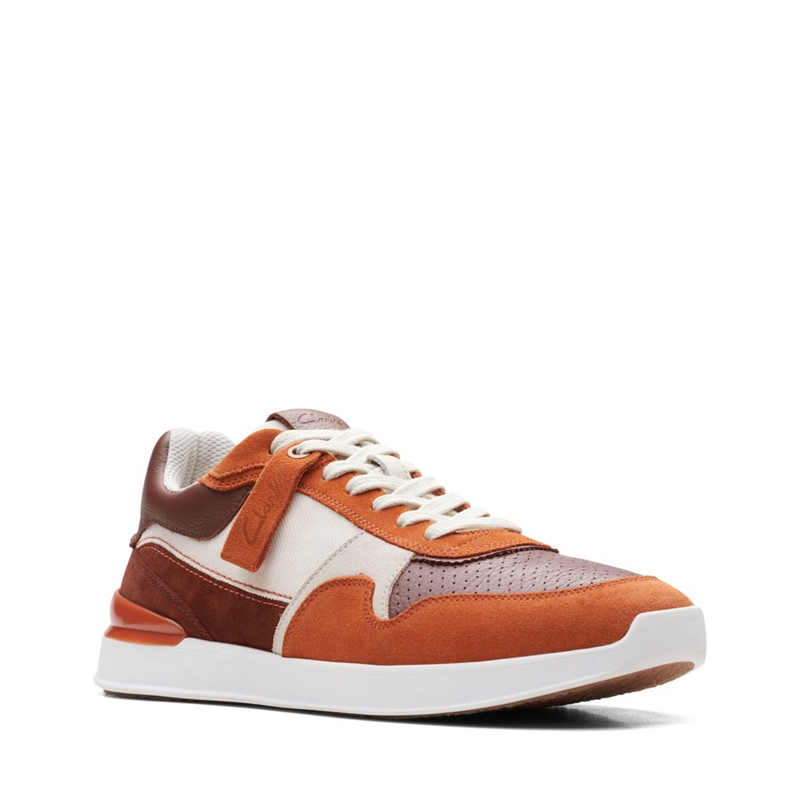 Red Clarks RaceLite Tor Rust Combi Men's Sneakers | 50738-VGFN