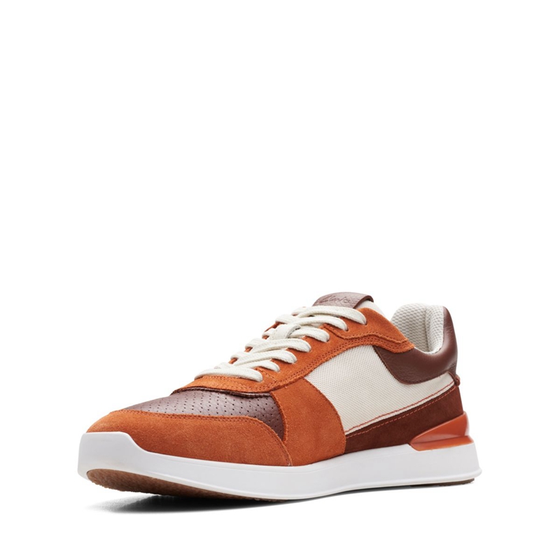 Red Clarks RaceLite Tor Rust Combi Men's Sneakers | 50738-VGFN