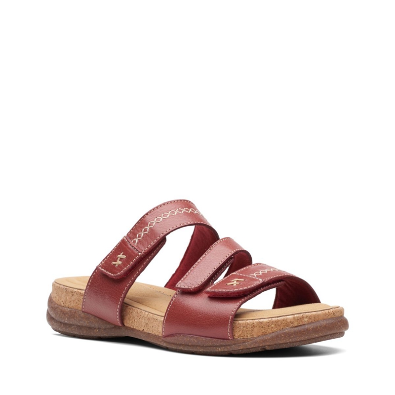 Red Clarks Roseville Bay Red Leather Women's Sandals | 12094-KWID