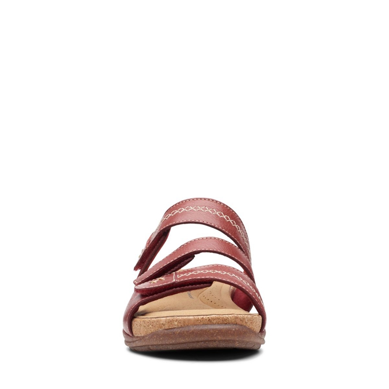 Red Clarks Roseville Bay Red Leather Women's Sandals | 12094-KWID