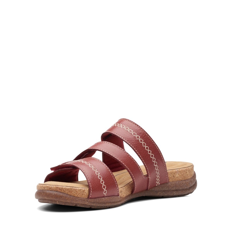 Red Clarks Roseville Bay Red Leather Women's Sandals | 12094-KWID