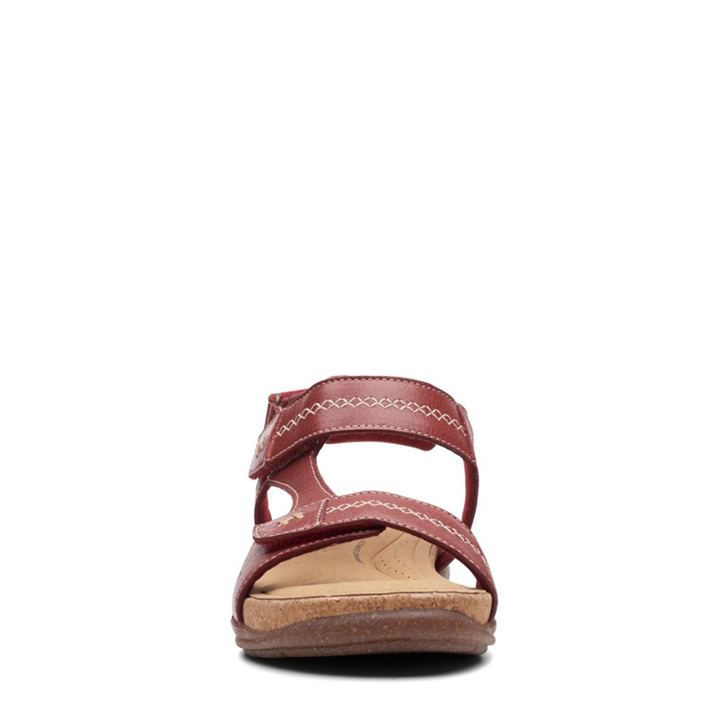 Red Clarks Roseville Mae Red Leather Women's Sandals | 73526-AIDG