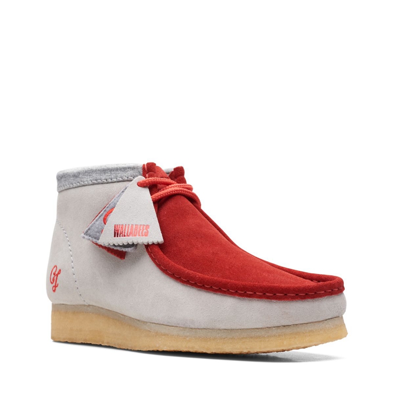 Red / Grey Clarks VCY Men's Booties | 20745-DAEL