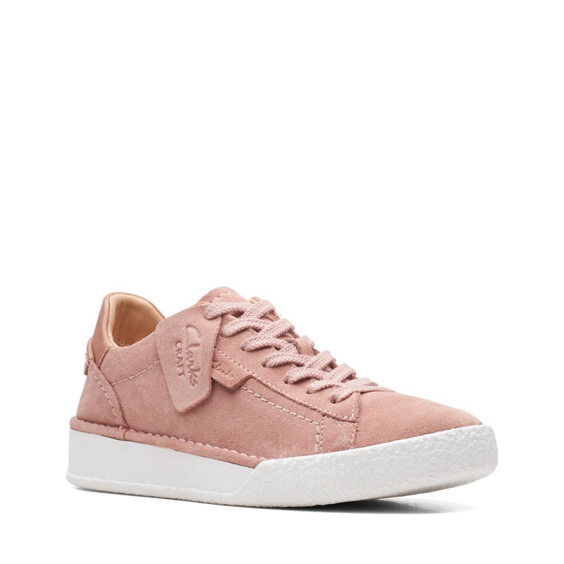 Rose Clarks Craft Cup Lace Rose Suede Women's Sneakers | 16430-JXOL