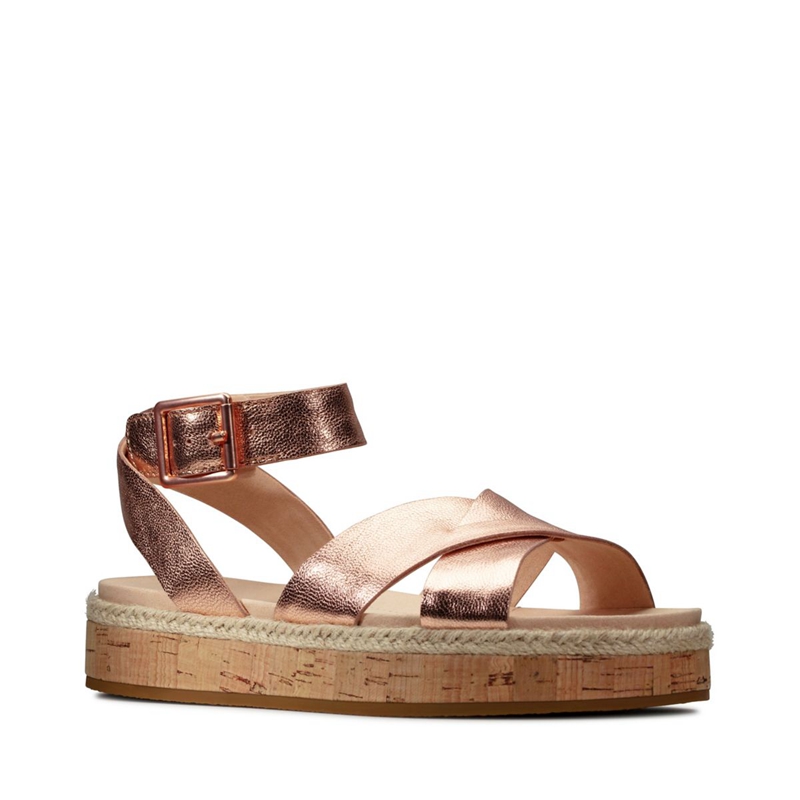 Rose Gold Clarks Botanic Poppy Lea Women's Sandals | 49103-ZHMC