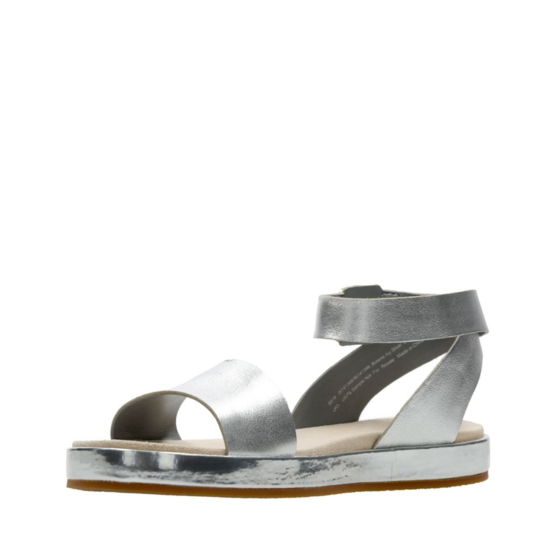 Silver Clarks Botanic Ivy Silver Leather Women's Sandals | 17638-ETAR