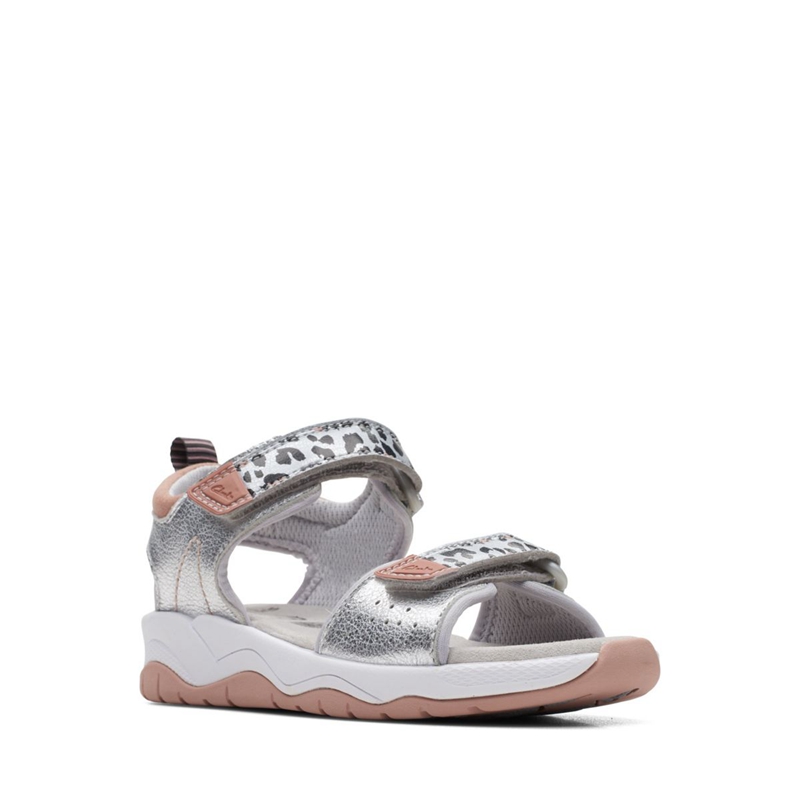 Silver Clarks Clowder Print Kid Kids' Sandals | 72309-LKES