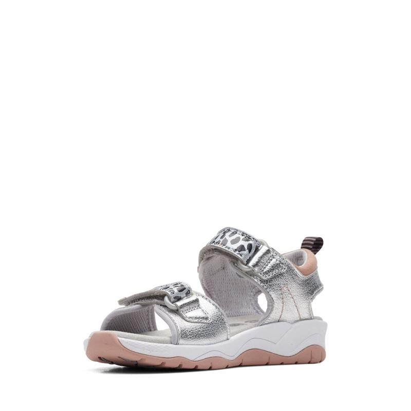 Silver Clarks Clowder Print Kid Kids' Sandals | 72309-LKES