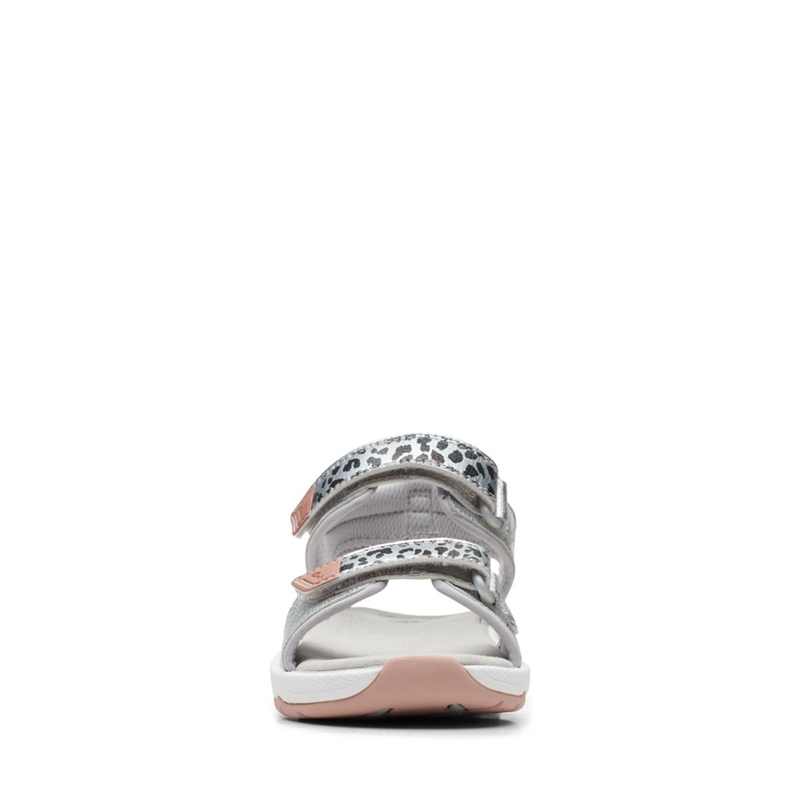 Silver Clarks Clowder Print Older Kids' Sandals | 75913-WUND